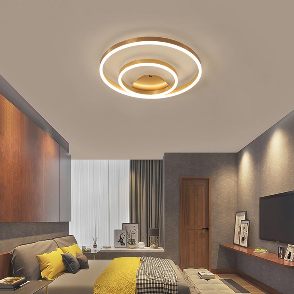 Luxe Halo LED Plafondlamp - Ronde Gouden Afwerking, Aluminium Design