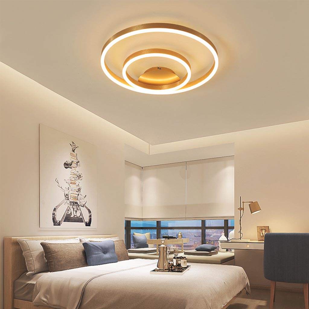 Luxe Halo LED Plafondlamp - Ronde Gouden Afwerking, Aluminium Design