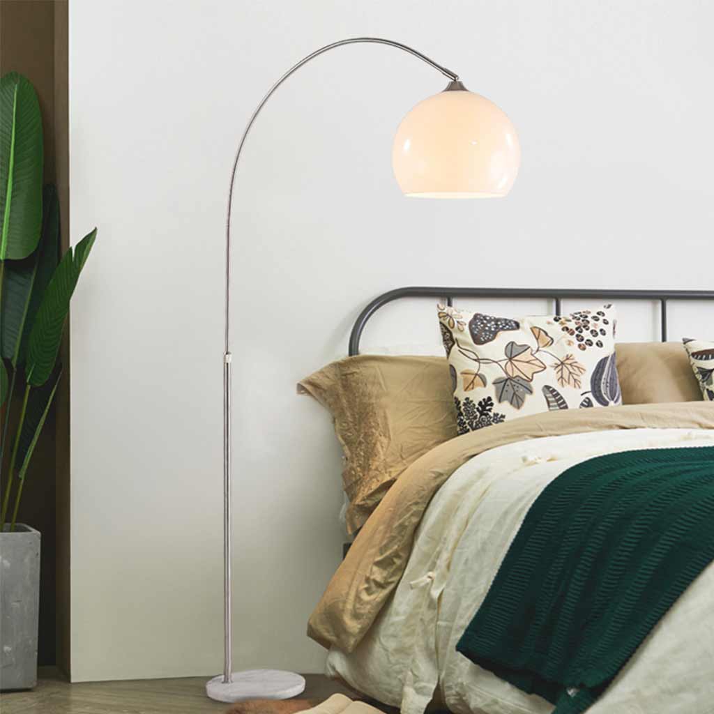 Elegance Arc Vloerlamp met Witte Kap en Marmeren Basis