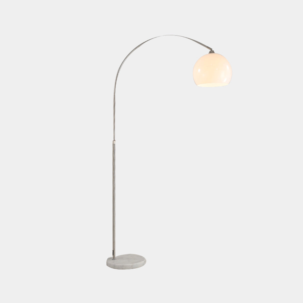 Elegance Arc Stehlampe mit weißem Schirm und Marmorsockel