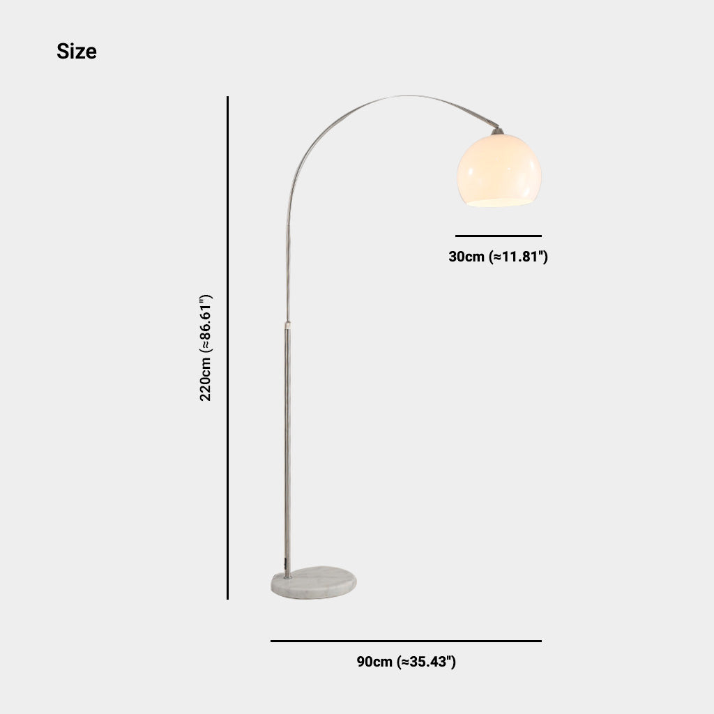 Elegance Arc Vloerlamp met Witte Kap en Marmeren Basis