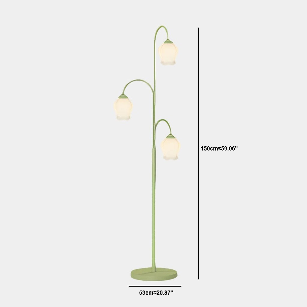 Lily Glow Vloerlamp - Crème Glas en Groene Accenten voor Elegantie Binnenshuis