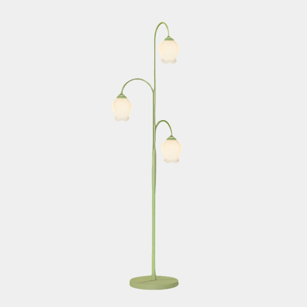 Lily Glow Stehlampe – cremefarbenes Glas und grüne Akzente für Eleganz im Innenbereich