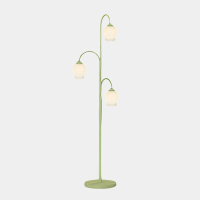 Lily Glow Vloerlamp - Crème Glas en Groene Accenten voor Elegantie Binnenshuis