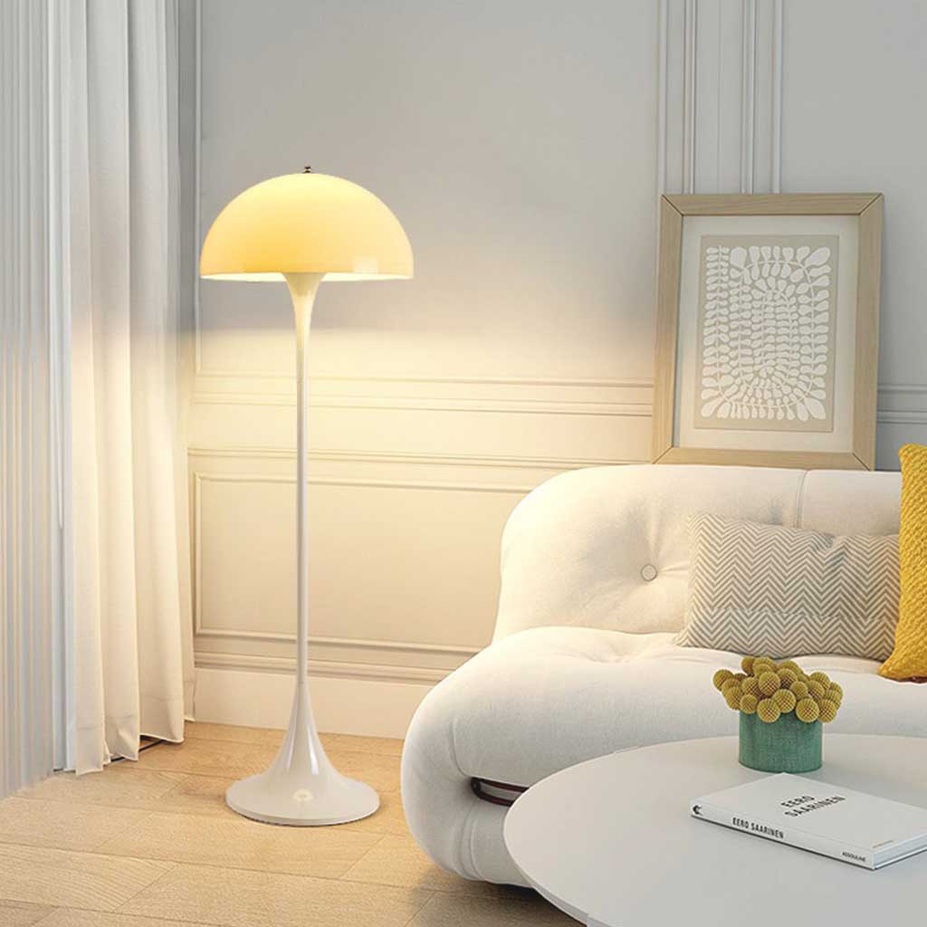 Luna Glow | Moderne Minimalistische Witte Acryl Paddenstoel Vloerlamp