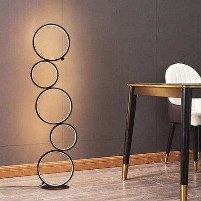 Nordic Elegance Vloerlamp - Artistieke IJzeren Ring in Zwart en Wit