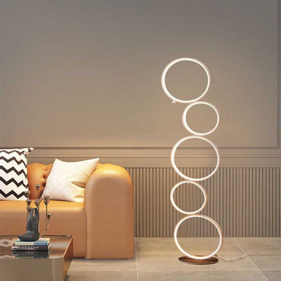 Nordic Elegance Vloerlamp - Artistieke IJzeren Ring in Zwart en Wit