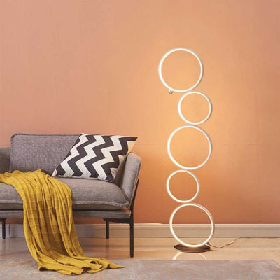 Nordic Elegance Vloerlamp - Artistieke IJzeren Ring in Zwart en Wit