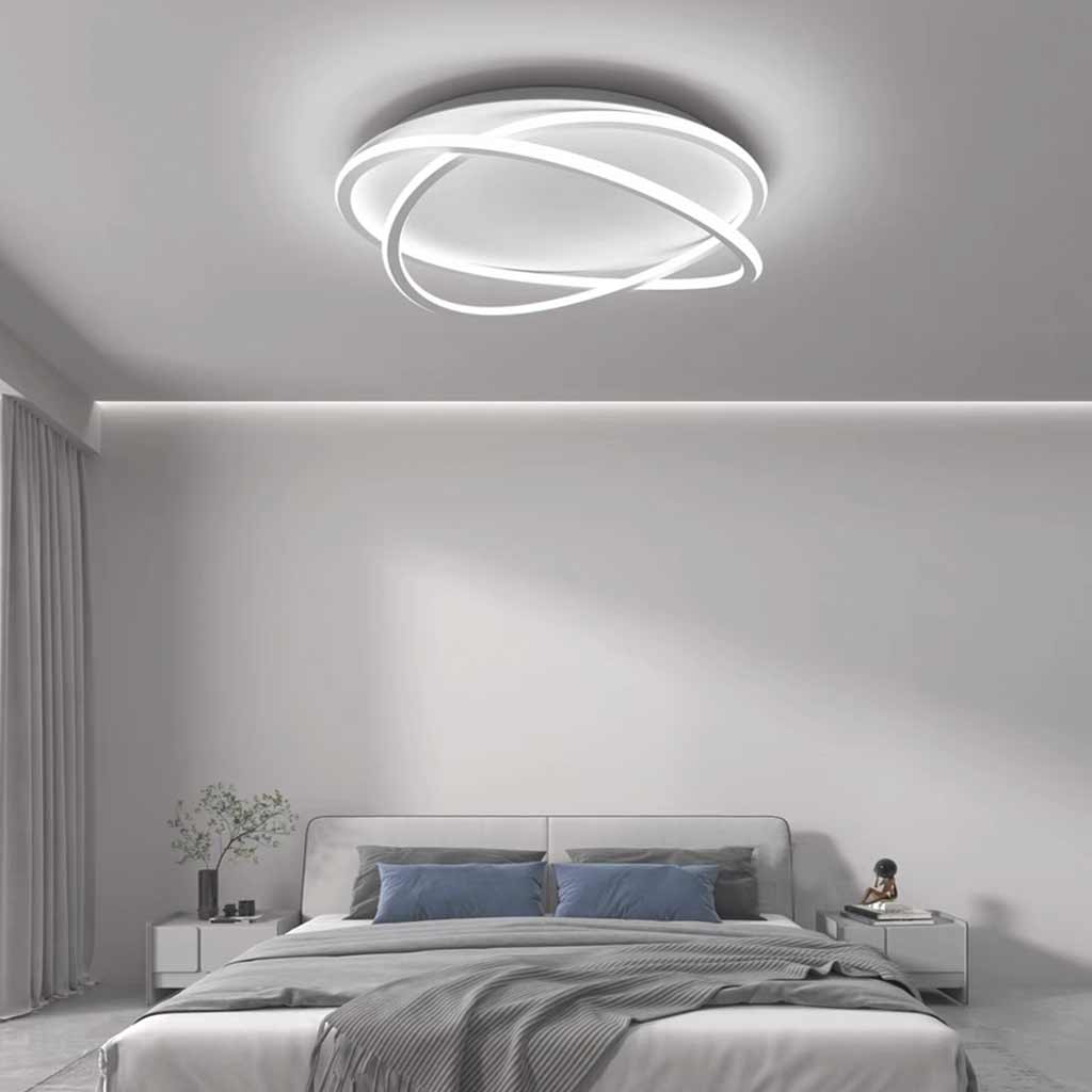 Moderne LED-Deckenleuchte GeoGlow – eleganter weißer Ring