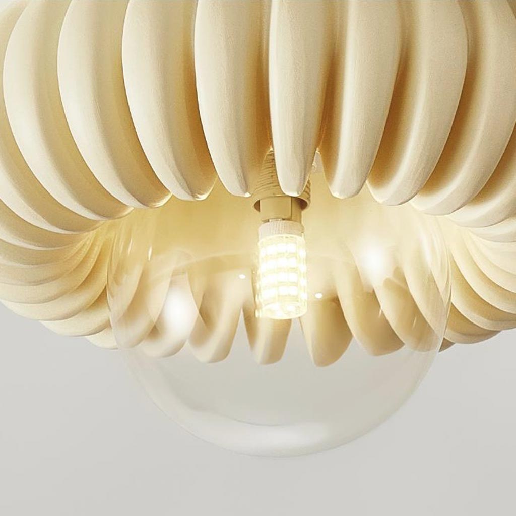 Schicke Kürbis-Deckenlampe – elegantes französisches Creme-Design