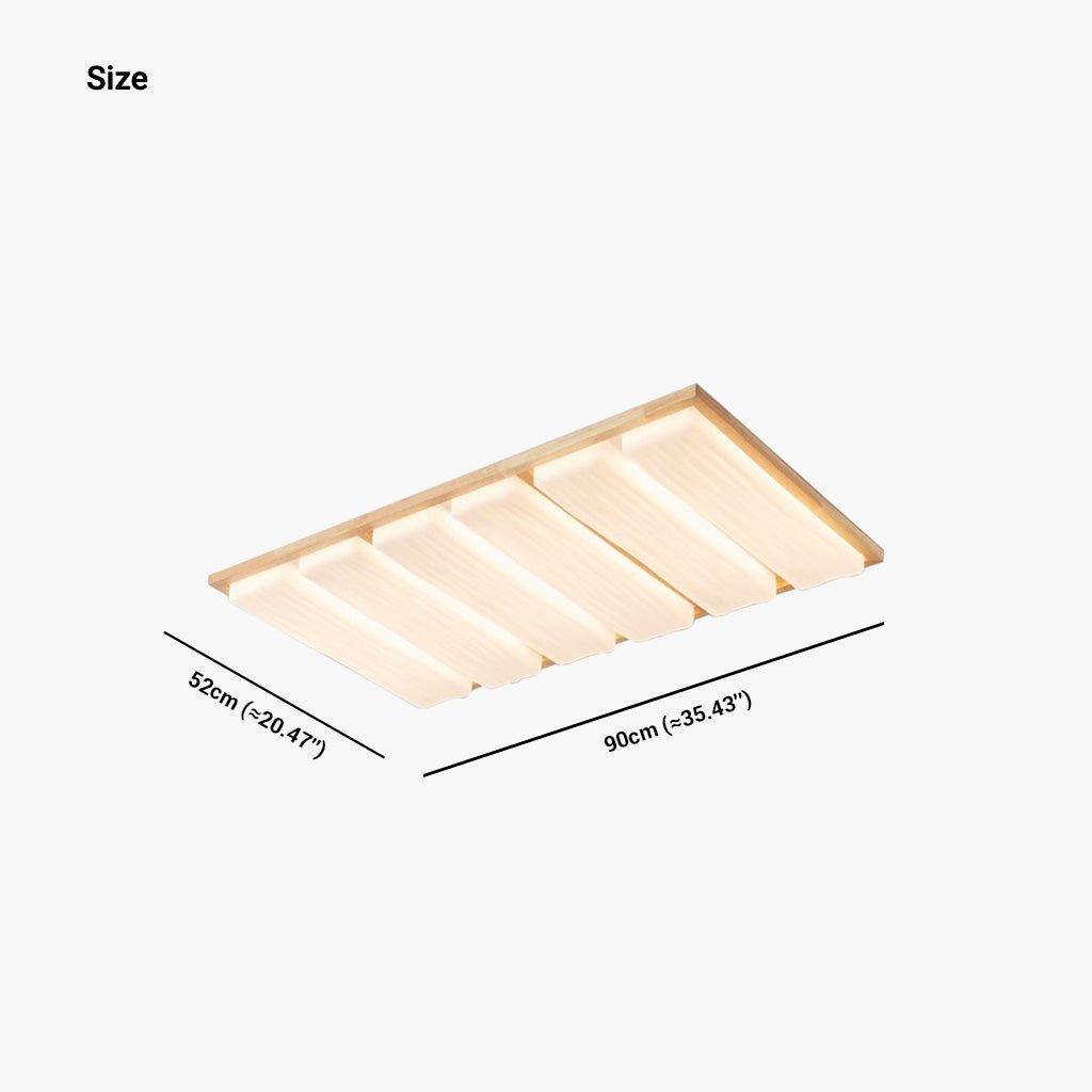 Dimmbare ScandiLicht rechteckige Deckenleuchte aus Holz zur Deckenmontage