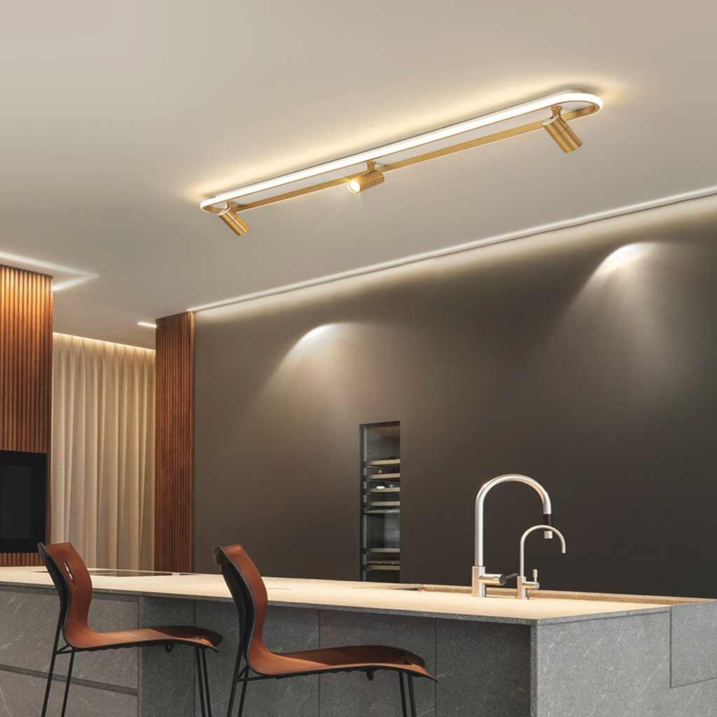 GoldenBeam Modern Linear LED Ceiling Spotlight - Sleek Gold & White Design