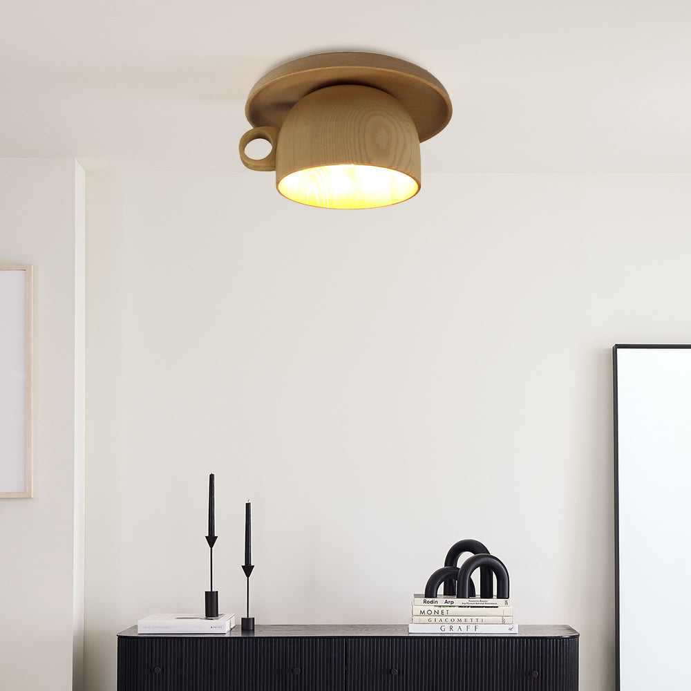 Romus Moderne Plafondlamp met Houten Cup Motief Slaapkamer