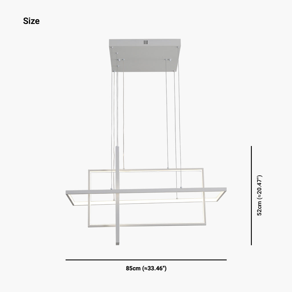 LuxeLine LED-Kronleuchter, geometrisch, rechteckig, aus weißem Aluminium