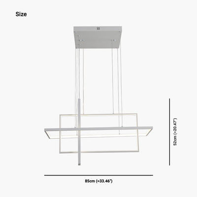 LuxeLine LED-Kronleuchter, geometrisch, rechteckig, aus weißem Aluminium