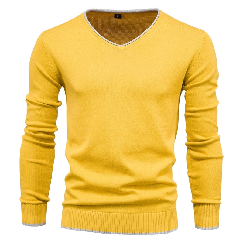 Slim-Fit-Pullover mit klassischem V-Ausschnitt für Herren | David