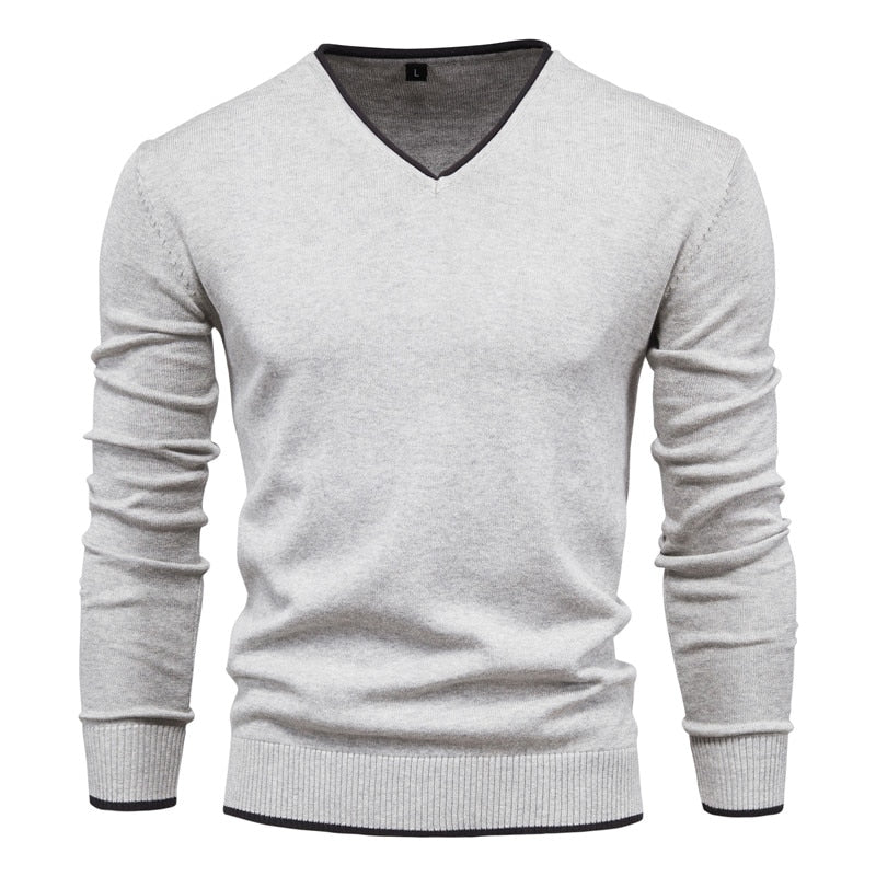 Slim Fit Sweater met Klassieke V-Hals voor Heren | David