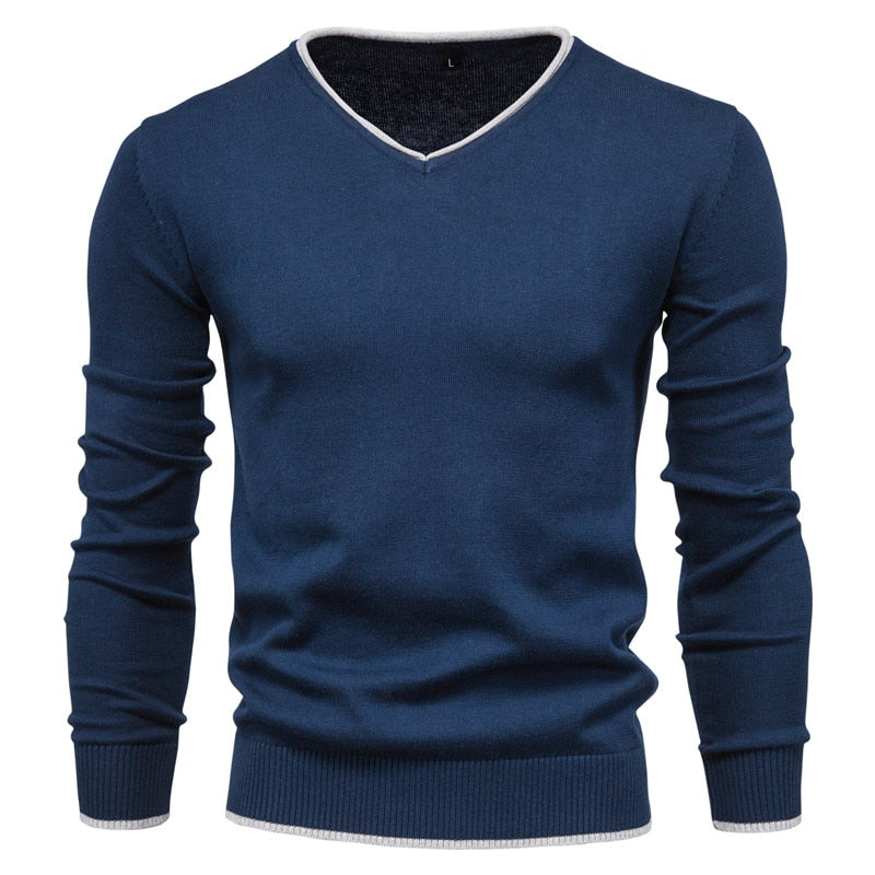 Slim Fit Sweater met Klassieke V-Hals voor Heren | David