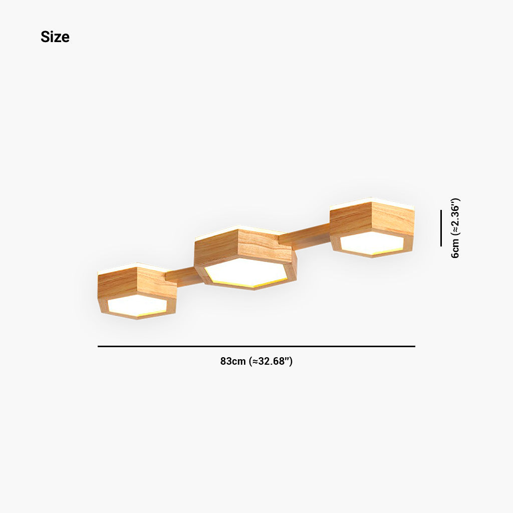 Moderne Deckenleuchte HexaGlow – japanisch inspiriertes Design aus Holz und Acryl