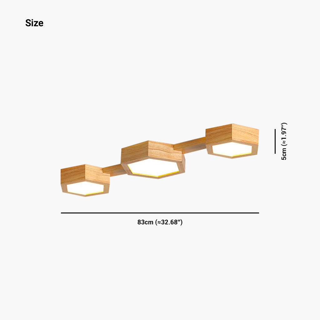 Moderne Deckenleuchte HexaGlow – japanisch inspiriertes Design aus Holz und Acryl