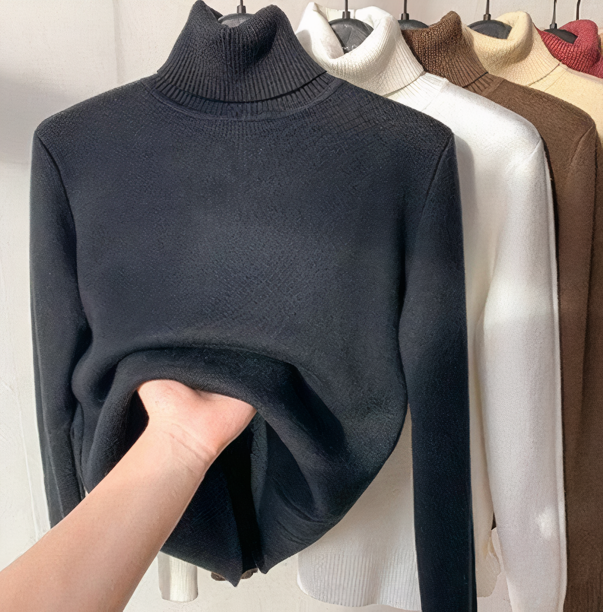 Rollkragenpullover mit Samtfutter für Damen | Celeste