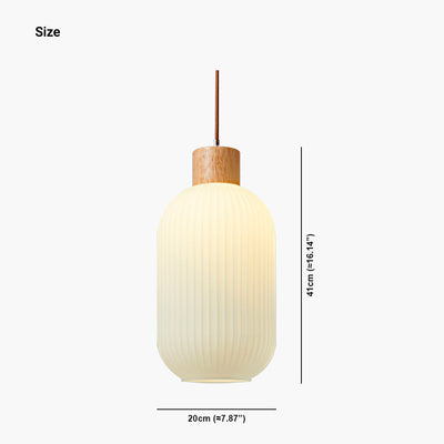 ZenithLicht Hanglamp – Japandi Elegantie in Hout en Glas voor Moderne Interieurs