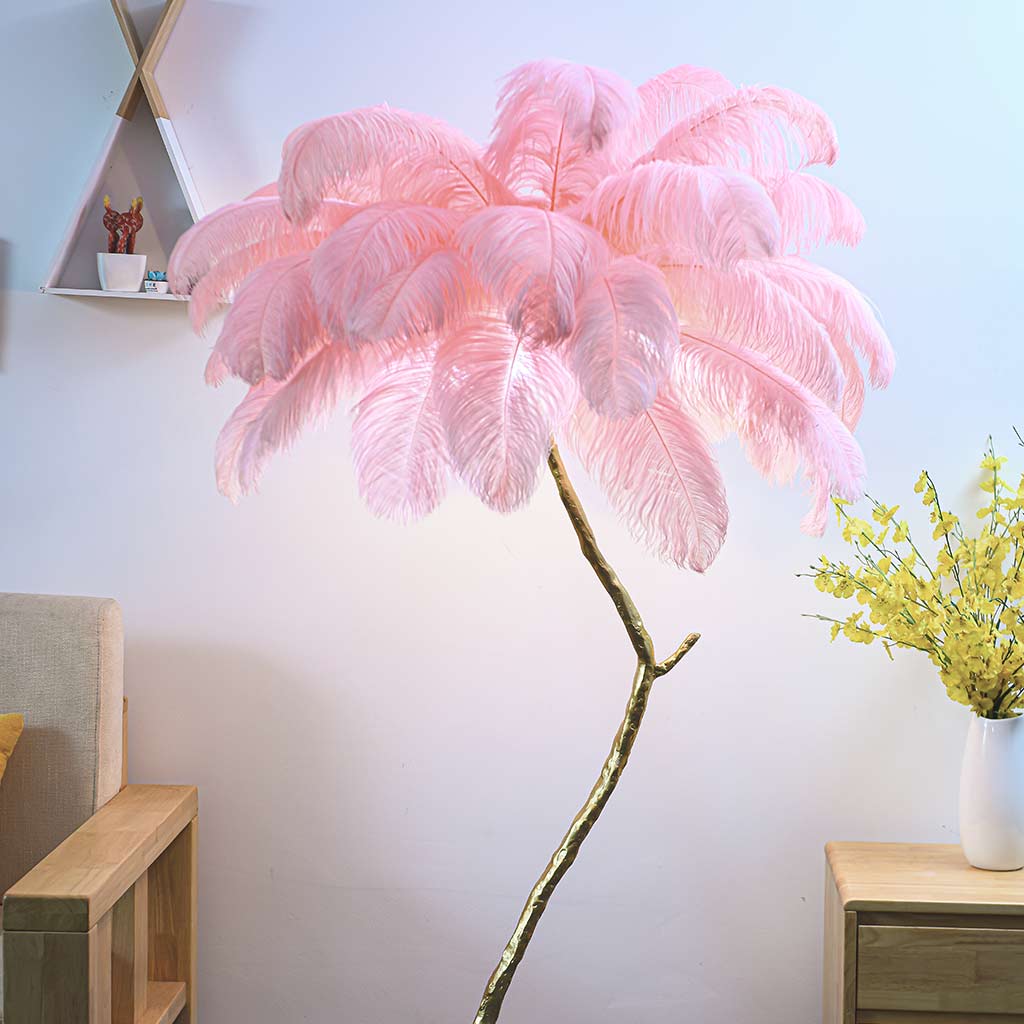 Elegance Feather Floor Lamp in Copper Brass - Luxe 70, Available in 4 Stunning Colors