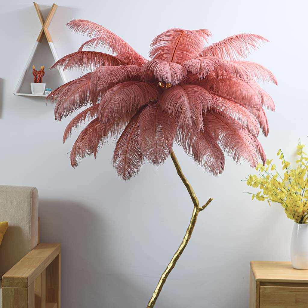 Elegance Feather Floor Lamp in Copper Brass - Luxe 70, Available in 4 Stunning Colors