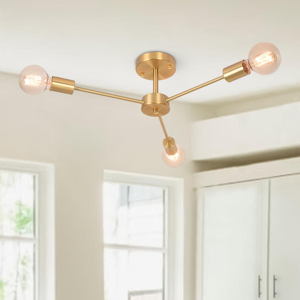 Mid-Century Sputnik Messing Semi Flush Mount Kroonluchter