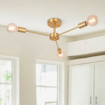 Mid-Century Sputnik Messing Semi Flush Mount Kroonluchter