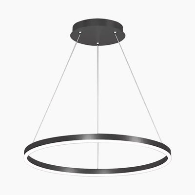 Luxe Halo Minimalistische Zwarte LED Hanglamp met Aluminium Ring