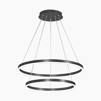 Luxe Halo Minimalistische Zwarte LED Hanglamp met Aluminium Ring