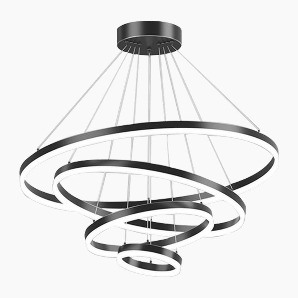 Luxe Halo Minimalistische Zwarte LED Hanglamp met Aluminium Ring