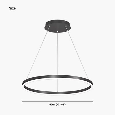 Luxe Halo Minimalistische Zwarte LED Hanglamp met Aluminium Ring