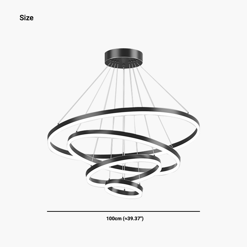 Luxe Halo Minimalistische Zwarte LED Hanglamp met Aluminium Ring