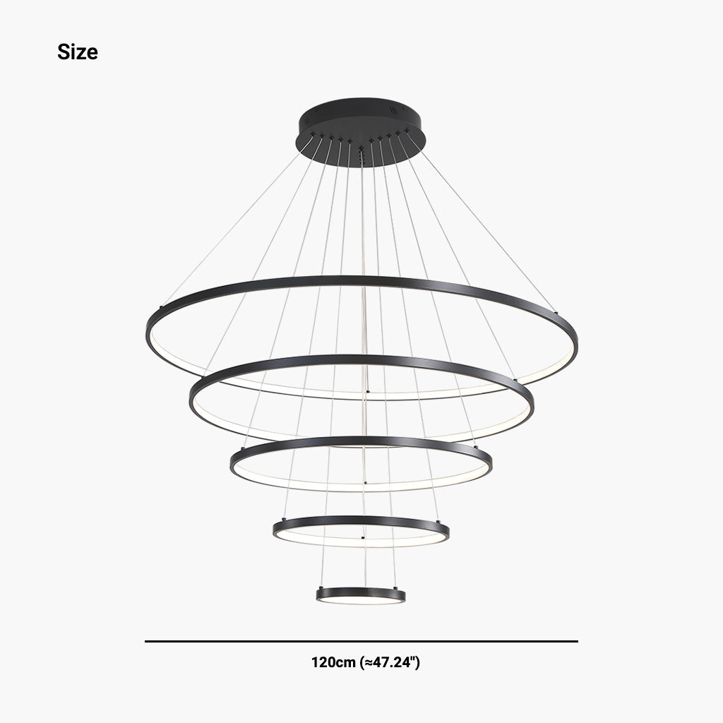 Luxe Halo Minimalistische Zwarte LED Hanglamp met Aluminium Ring