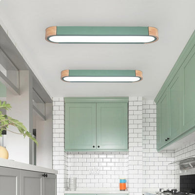 Nordic Rectangular LED Ceiling Light - Sleek Wood and Acrylic Design