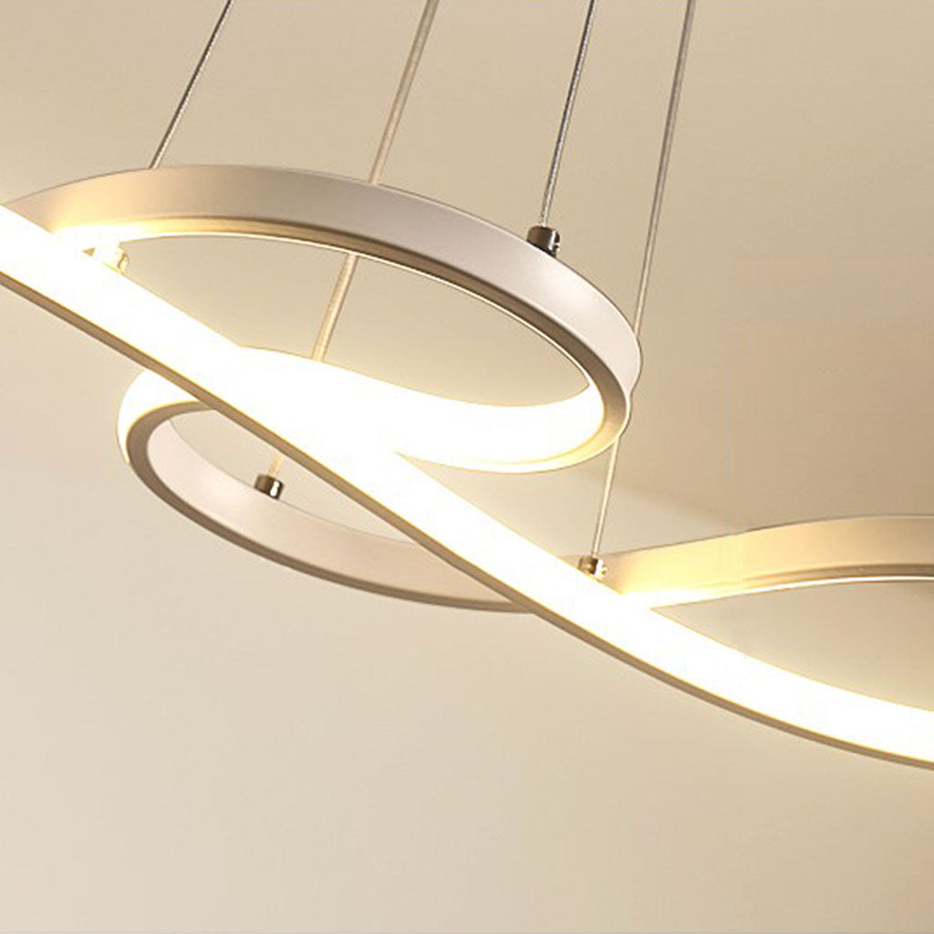 LuxeCurve LED Kroonluchter – Elegante Gebogen Hanglamp in Zwart en Goud met Dimbare Functie