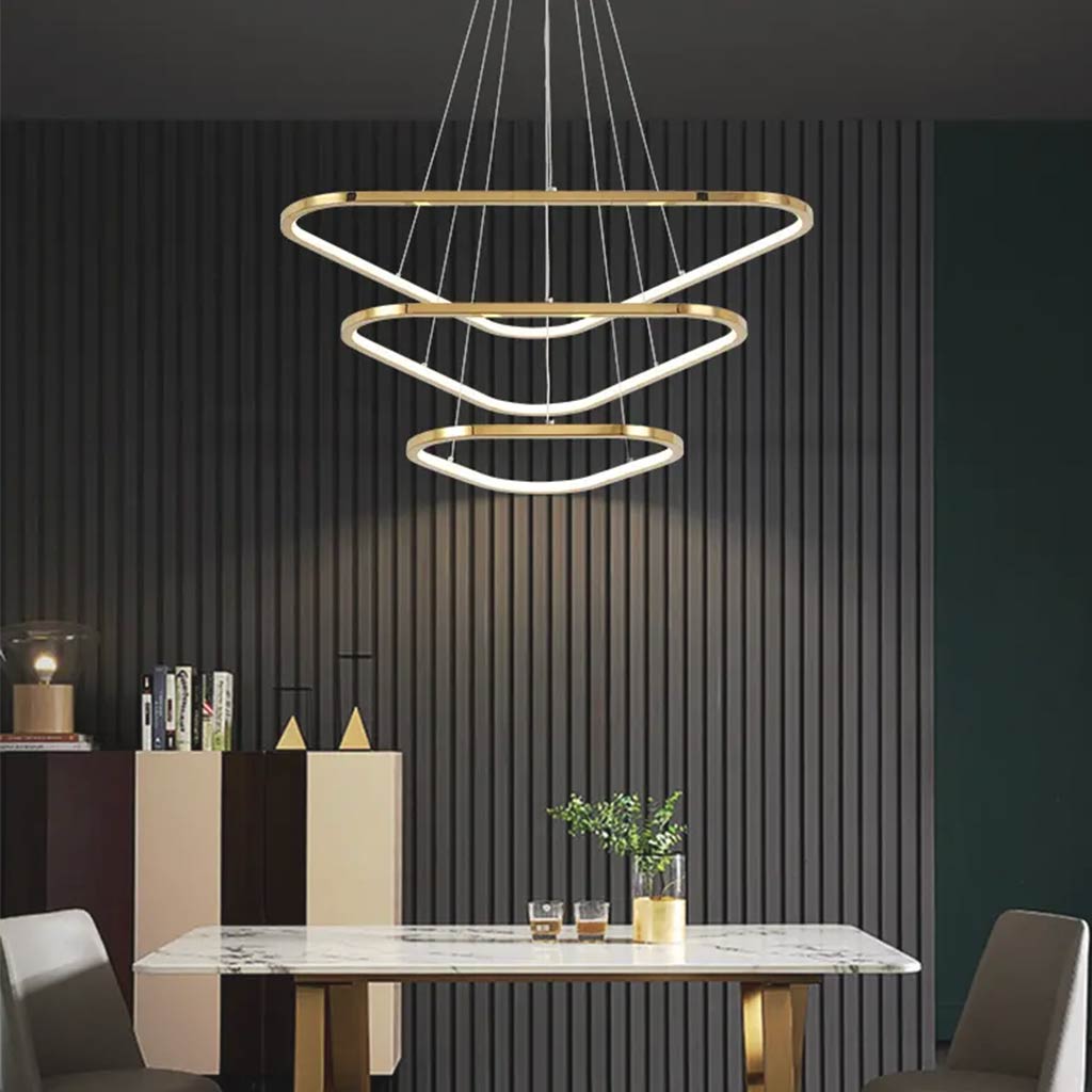 Triad Luxe Dimbare LED Kroonluchter - RVS & Gouden Afwerking