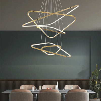 Triad Luxe Dimbare LED Kroonluchter - RVS & Gouden Afwerking