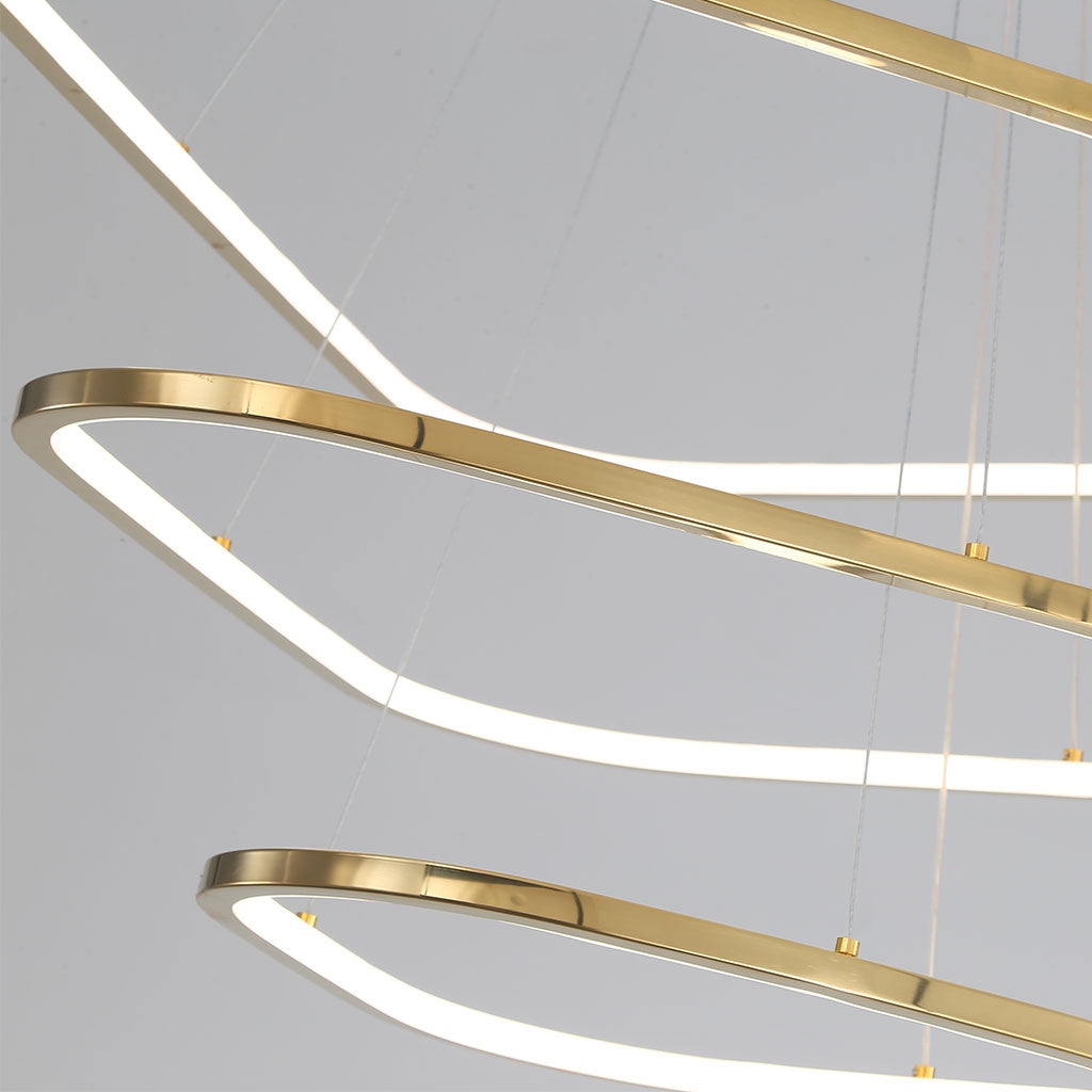 Triad Luxe Dimbare LED Kroonluchter - RVS & Gouden Afwerking