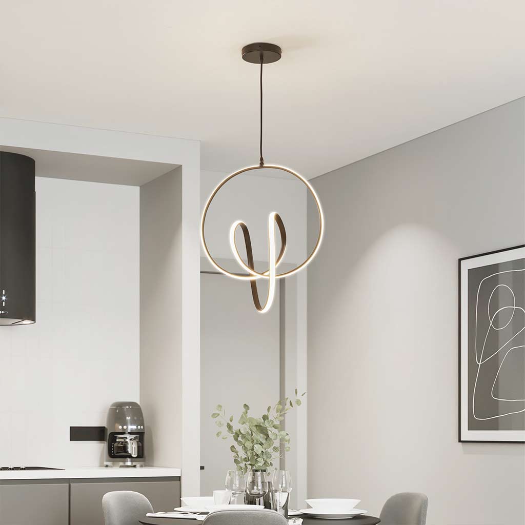 LunaGlow Moderne LED Hangende Kroonluchter - Abstract Gebogen Ontwerp