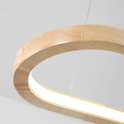 OvalLine Hängelampe – Minimalistisches ovales LED-Design aus Holz für Esszimmer und Küche