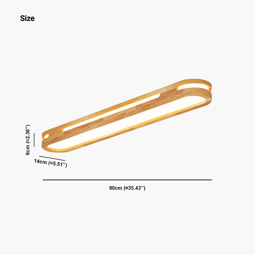 NordicGlow Rechteckige LED-Deckenleuchte für die Unterputzmontage – Design aus Holz und Acryl