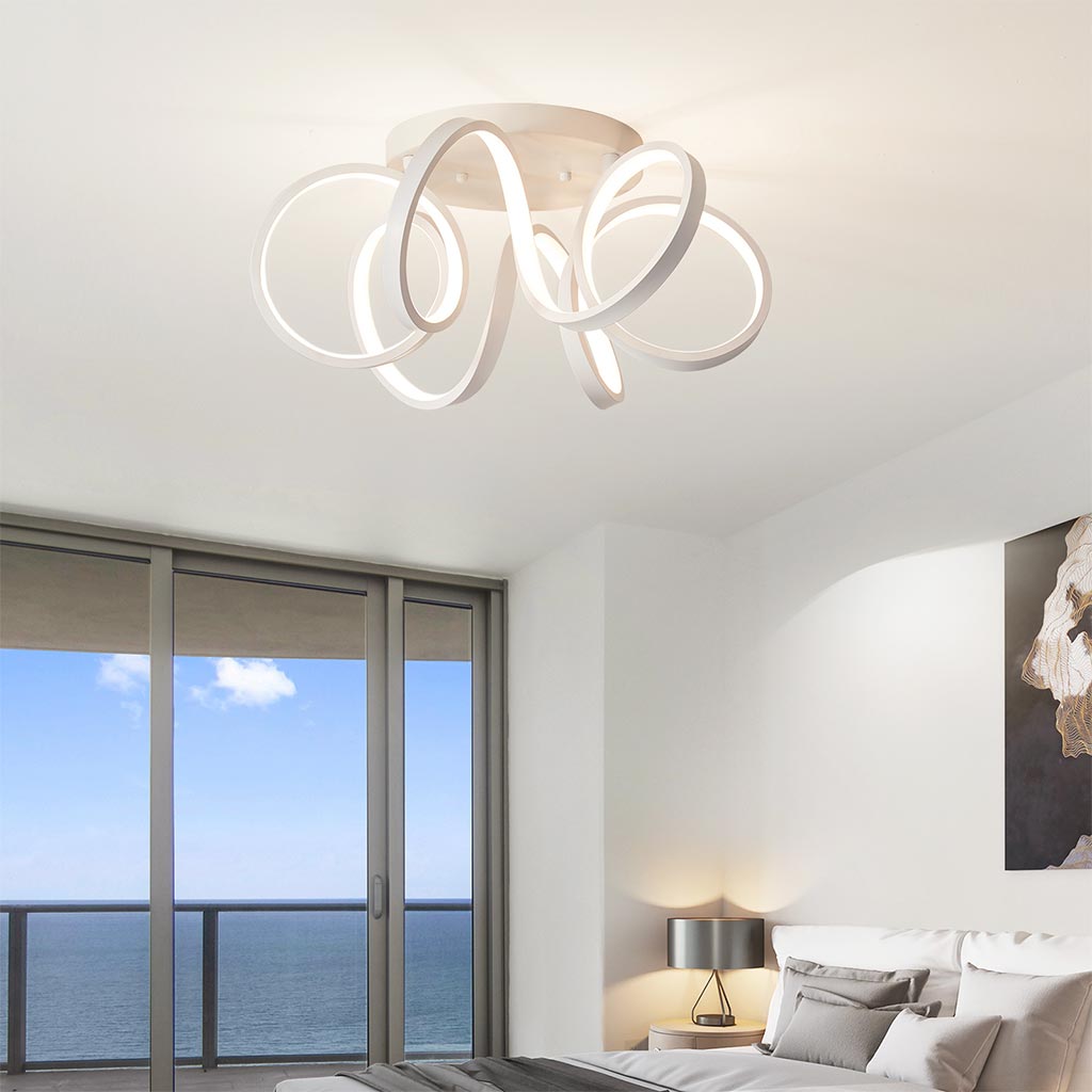 Luxe Halo LED Plafondlamp - Moderne Semi Flush Mount Kroonluchter