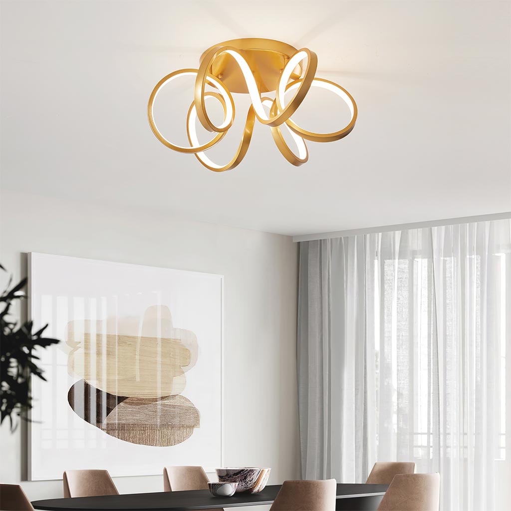 Luxe Halo LED Plafondlamp - Moderne Semi Flush Mount Kroonluchter