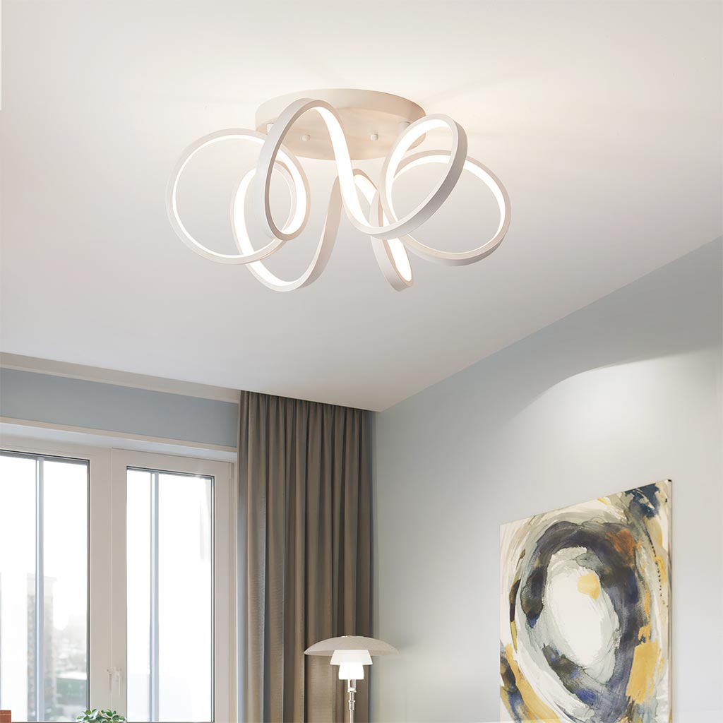 Luxe Halo LED Plafondlamp - Moderne Semi Flush Mount Kroonluchter