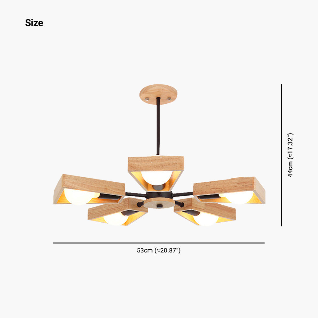 IndustroWood Kronleuchter – Industrielle Eleganz aus schwarzem Metall und Holz