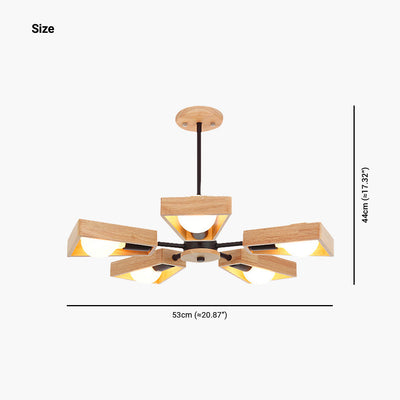 IndustroWood Kronleuchter – Industrielle Eleganz aus schwarzem Metall und Holz