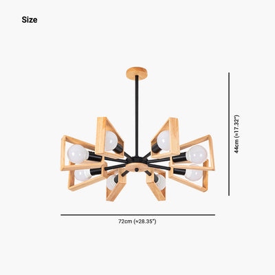 IndustroWood Kronleuchter – Industrielle Eleganz aus schwarzem Metall und Holz